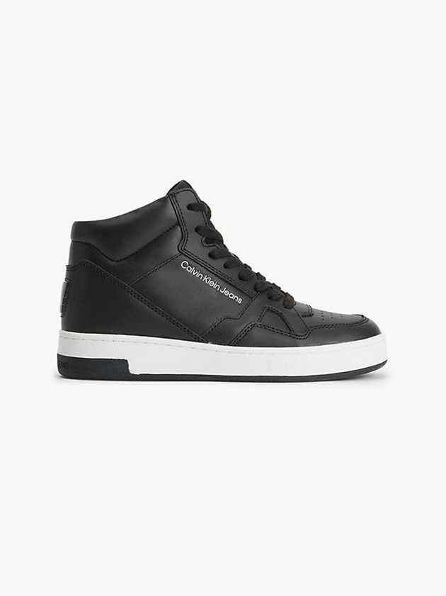 Calvin Klein USA Leather High-Top Womens Sneakers Black 7439152-JG